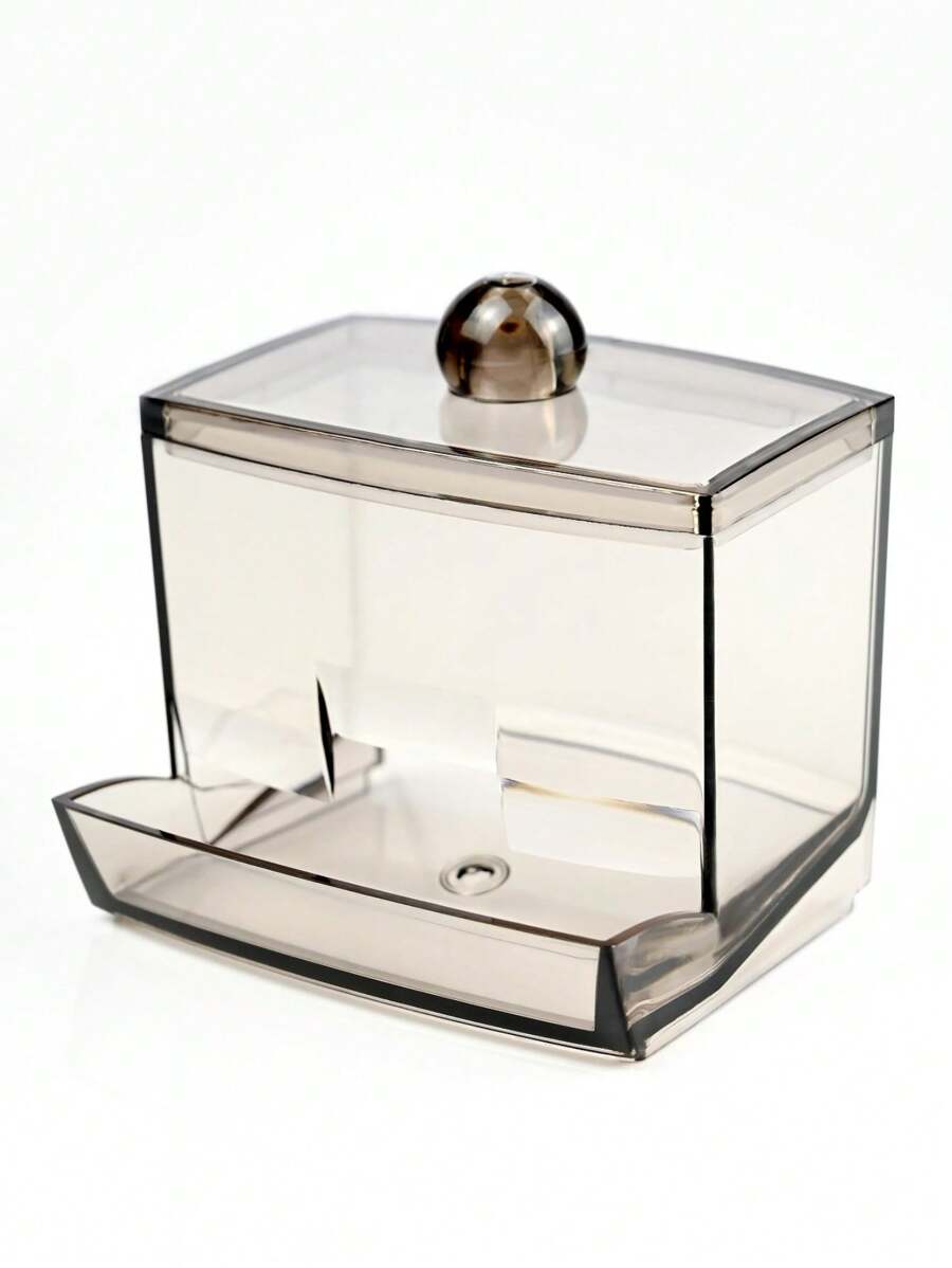 1 cái Acrylic Giá đỡ Với Nắp , Trong sáng Nhỏ bé Máy Phân phối , Nhựa Tai Gậy Giá đỡ , Tăm xỉa răng Lưu trữ Thùng đựng hàng , Phòng tắm Mặt bàn Trang trí Lưu trữ Hộp đựng