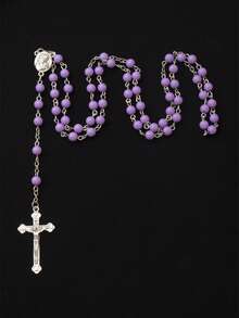 1 件欧美风格复古和圣母玛利亚主题人造珍珠长串珠项链，男女通用毛衣链，适合时尚搭配