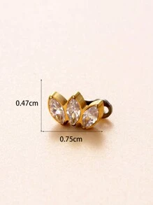 1pc Fashionable And Simple Crown Prong Set With Diamond Buried Stud Made With G23 Titanium - Gold - View 6