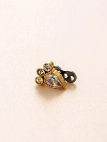 1 Pieza Estudio De Diamante Enterrado De Titanio G23 De Moda Y Simple - Dorado - Ver 2