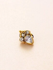 1 Pieza Estudio De Diamante Enterrado De Titanio G23 De Moda Y Simple - Dorado - Ver 1