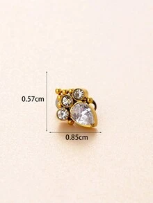 1 Pieza Estudio De Diamante Enterrado De Titanio G23 De Moda Y Simple - Dorado - Ver 7