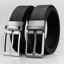 【扣環可旋轉,雙面】1 件男士 Pu 皮帶,商務正裝腰帶,適合搭配休閒褲或西裝,禮品