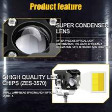Faros De Lupa De Doble Color De 60w Luz Para Auto Moto 2pcs - Negro - Ver 4