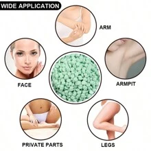 CIRI 50克/包中性蠟豆脫毛熱膜蠟顆粒，深層潔淨比基尼面部腿臂毛髮去除豆，適用於女士和男士 - 綠色 - 查看 4