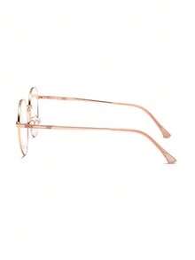 1pc Round Metal Frame Rose Gold Glasses - Hot Pink - View 8
