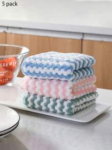 5pcs/set Cationic Cleaning Cloths - Rainbow Stripes - Multicolor (cationic) - View 1