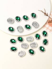 20pcs 10*14mm Oval Colored Glass Crystal Buttons Sewing Claw Chain Edge Decor DIY Headwear Clothing Shoes Bag Accessories