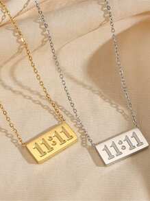 1 pièce Collier pendentif numéro d'ange 11:11 en acier inoxydable à la mode, bijou protecteur de tous les jours pour femmes, cadeau de Noël/anniversaire