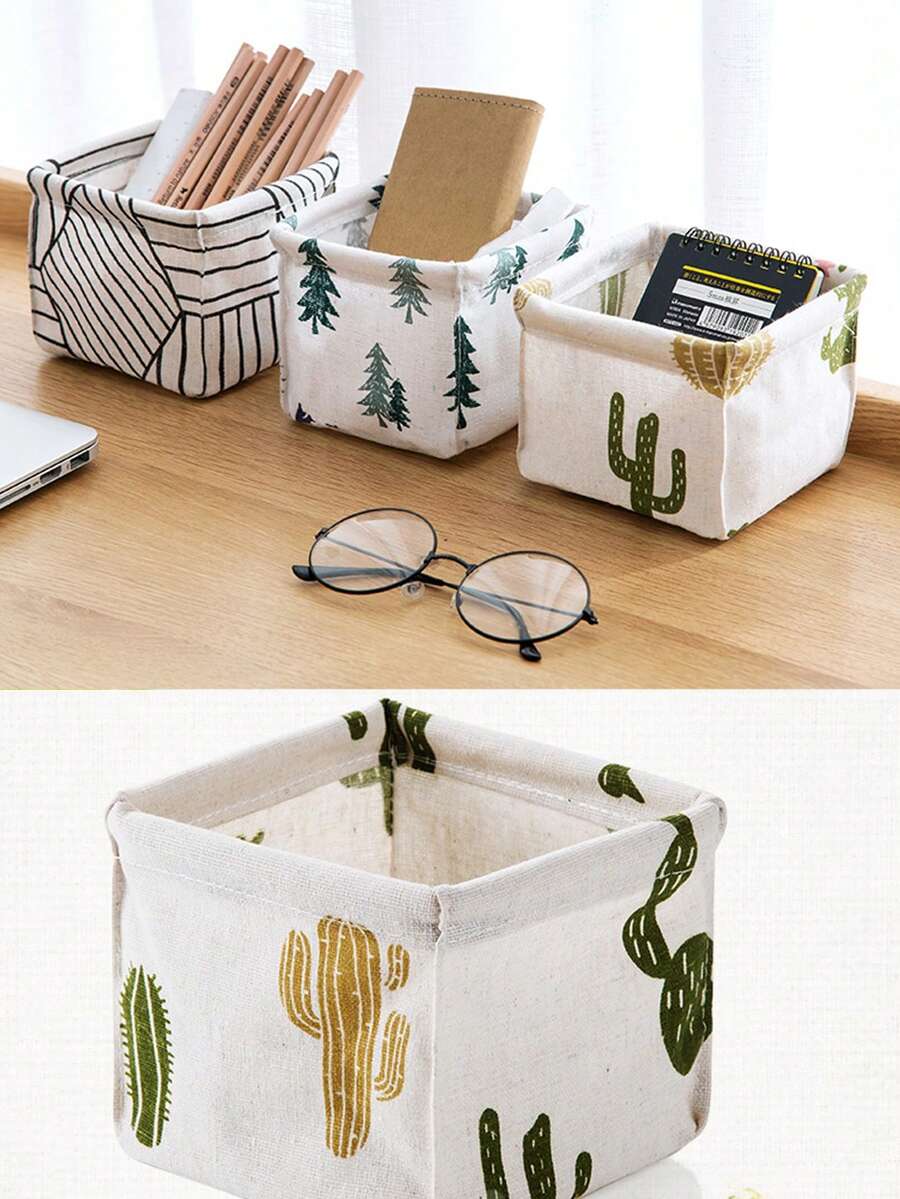 1pc Random Color Desktop Storage Basket For Home Stationery, Dressing Table Cosmetics, Sundries Organizer - Random Color - View 1