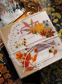 3入組金箔樹葉主題貼紙 - 彩色 - 查看 2