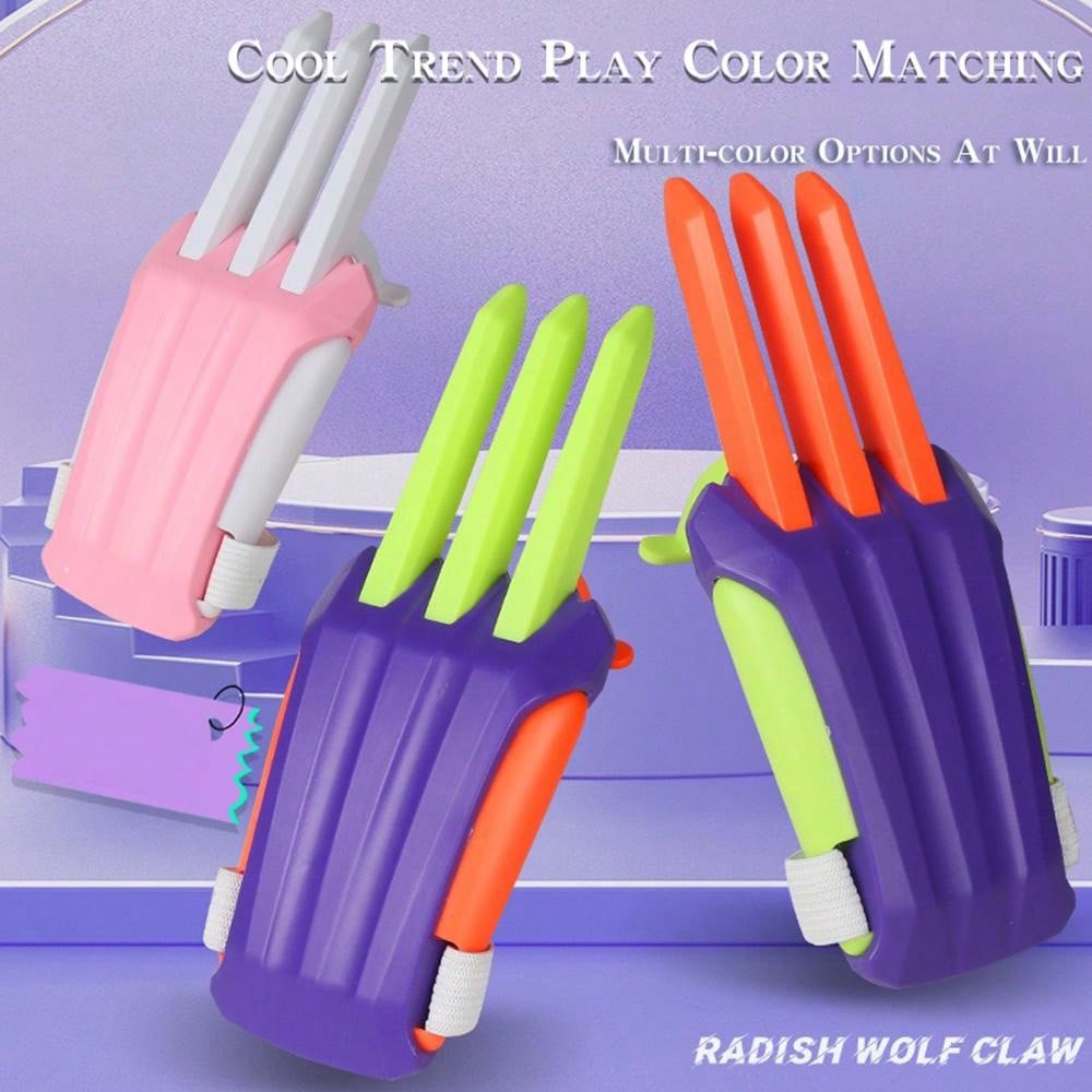 Carrot & Wolf-claw Shaped Spring Loaded Toy Knife With Telescopic Blade
