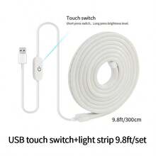 1 件白色霓虹燈條附 Dc5v 矽 Led 霓虹燈繩,防水柔性 Led 燈,usb 觸控開關,適用於臥室、派對、節日裝飾