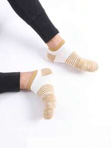 5pairs Men's Thick Winter Short Socks With Striped & Colorblock Design - Multicolor - View 7