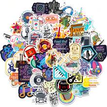 50 Uds. De Pegatinas Con Diseño De Notas Musicales E Instrumentos Para Decorar Teléfonos, Ordenadores Portátiles, Equipaje Y Portátiles