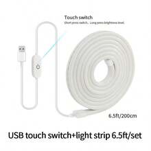 1 件白色霓虹燈條附 Dc5v 矽 Led 霓虹燈繩,防水柔性 Led 燈,usb 觸控開關,適用於臥室、派對、節日裝飾