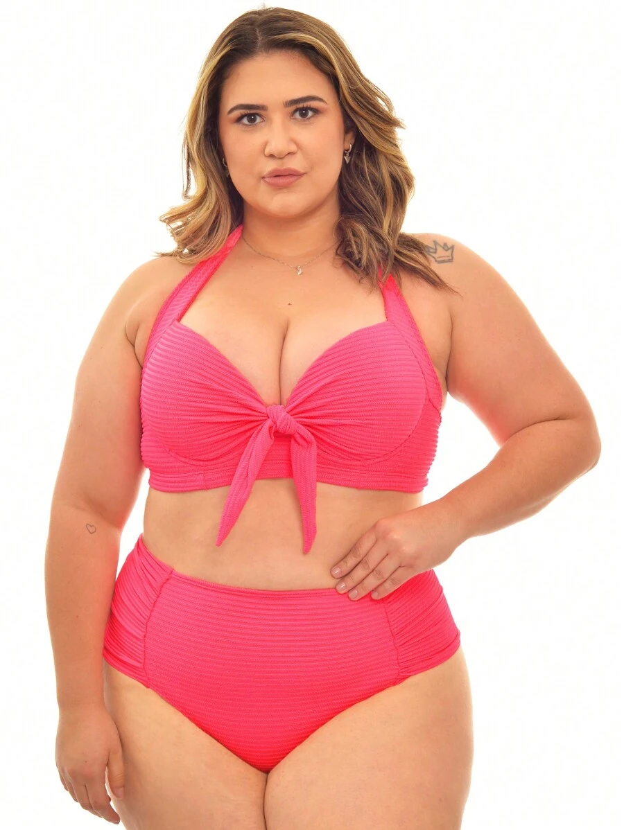Plus Size Bikini Sets - Màu Hồng Tươi - Xem 1