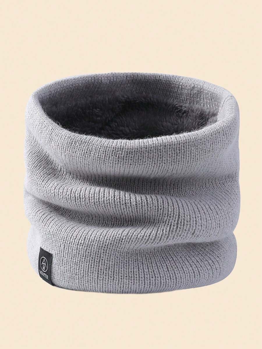 男士純色時尚簡約秋冬通用圍巾 - 淺灰色 - 查看 1