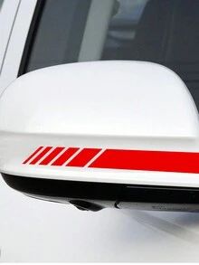 4pcs Car Rearview Mirror PVC Decorative Stickers, Creative Personalized, Self-Adhesive, Waterproof - Red - View 2