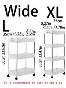 1pc Four-layer Storage Rack, Bedside Shelf, Floor-standing Shelf, Bathroom Shelf, Kitchen Cart With Narrow Gap, Wide Bookshelf, Snack Shelf Cart 【including 4 Hooks】