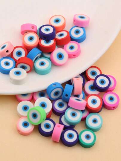 50入組/套時尚邪惡之眼細節DIY珠子適合女士DIY首飾製作