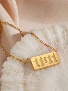 1 pièce Collier pendentif numéro d'ange 11:11 en acier inoxydable à la mode, bijou protecteur de tous les jours pour femmes, cadeau de Noël/anniversaire