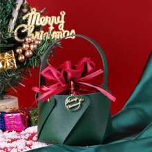 1個聖誕禮物袋,天鵝絨袋,仿皮手提袋,可拆卸糖果袋,聖誕平安夜蘋果袋