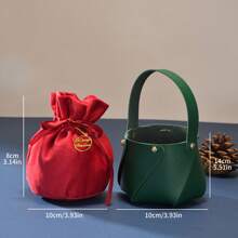 1個聖誕禮物袋,天鵝絨袋,仿皮手提袋,可拆卸糖果袋,聖誕平安夜蘋果袋