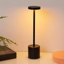 1 件复古金属触摸 LED 台灯 - 卧室 USB 充电护眼灯 - 内置 1200mAh 电池，3 种颜色模式（暖黄/自然白/暖白），可调光，带底部按钮开关，适用于卧室、书房、餐厅和酒吧派对桌面氛围照明，是生日、圣诞节、万圣节的完美礼物 - 黑色 - 查看 3