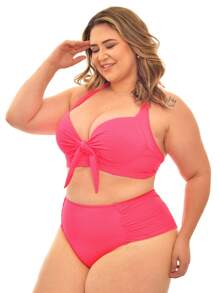 Plus Size Bikini Sets - Màu Hồng Tươi - Xem 2
