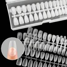 300入組gel X短棺材形狀透明軟凝膠直貼假指甲啞光芭蕾舞者式全包裝假甲,適用於凝膠/亞膠指甲設計,共15種尺寸 - 無色 - 查看 4