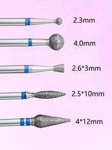 5入組中號鑽石指甲鑽銑刀指甲美容鑽頭,去除指甲周角、打磨甲面,電動工具釘磨機,适用于美甲、修甲、磨甲操作 - 彩色 - 查看 3