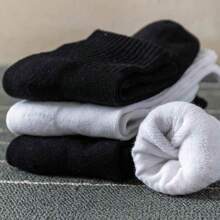 6 Pares de calcetines elásticos de media pantorrilla negros para mujeres con diseño de cintura unida - Negro - Ver 5