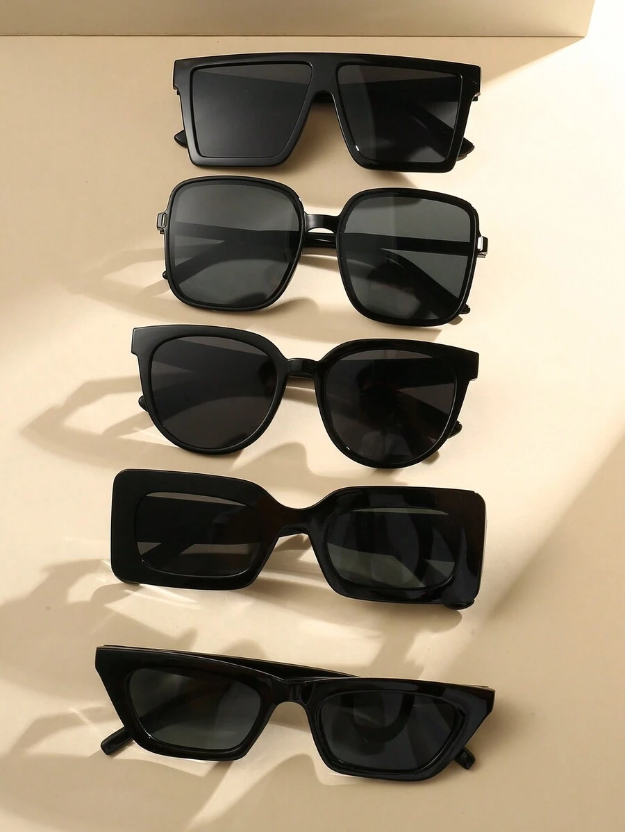5 副男女通用时尚海滩时尚眼镜，适合日常装饰 - 黑色 - 查看 1