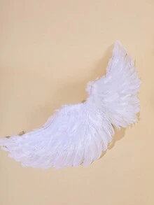1pc Foldable Natural Feather Angel Wings For Performance, Party And Cosplay - White - View 2