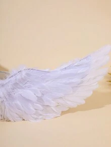 1pc Foldable Natural Feather Angel Wings For Performance, Party And Cosplay - White - View 3
