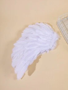 1pc Foldable Natural Feather Angel Wings For Performance, Party And Cosplay - White - View 5