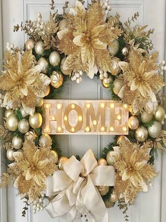 10Pcs/Set Flower Design Christmas Tree Decoration,Christmas Wreath Christmas Tree Flowers Ornaments, For Xmas Party,Wedding,Suitable For Christmas Tree Decoration And Holiday Party Decoration,Christmas