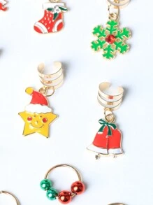 10 Pezzi Anelli Per Capelli Intrecciati Per Feste Di Natale, Accessori Per Capelli Festivi Per Donne E Ragazze