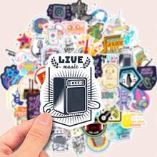 50 Uds. De Pegatinas Con Diseño De Notas Musicales E Instrumentos Para Decorar Teléfonos, Ordenadores Portátiles, Equipaje Y Portátiles