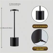 1 件复古金属触摸 LED 台灯 - 卧室 USB 充电护眼灯 - 内置 1200mAh 电池，3 种颜色模式（暖黄/自然白/暖白），可调光，带底部按钮开关，适用于卧室、书房、餐厅和酒吧派对桌面氛围照明，是生日、圣诞节、万圣节的完美礼物 - 黑色 - 查看 12