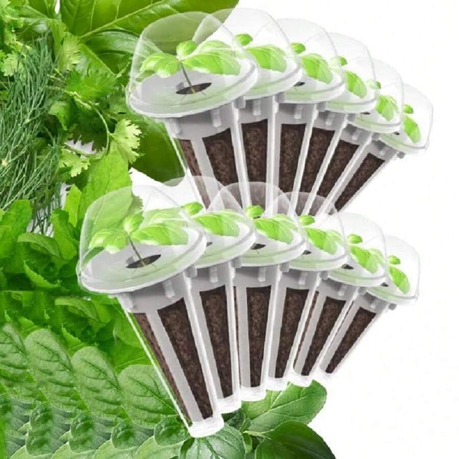 200pcs Hydroponic Garden Accessory Pod Kit Including Grow Baskets, Transparent Insulation Lids, Plant Grow Sponges And Labels For Seed Starting System,Garden Tools, Gardening Tools For Garden - White - View 1