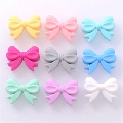 10pcs Silicone Butterfly Beads DIY Jewelry Accessories, Colorful Perforated Butterfly Beads For Jewelry Making