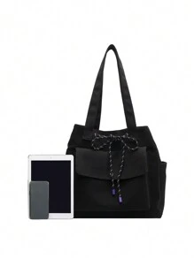 多功能大容量女性休閒手提包 - 黑色 - 查看 6