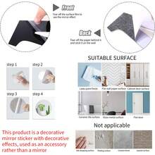 24入組火箭形鏡子牆貼,創意家居裝飾,適用於客廳、臥室背景牆