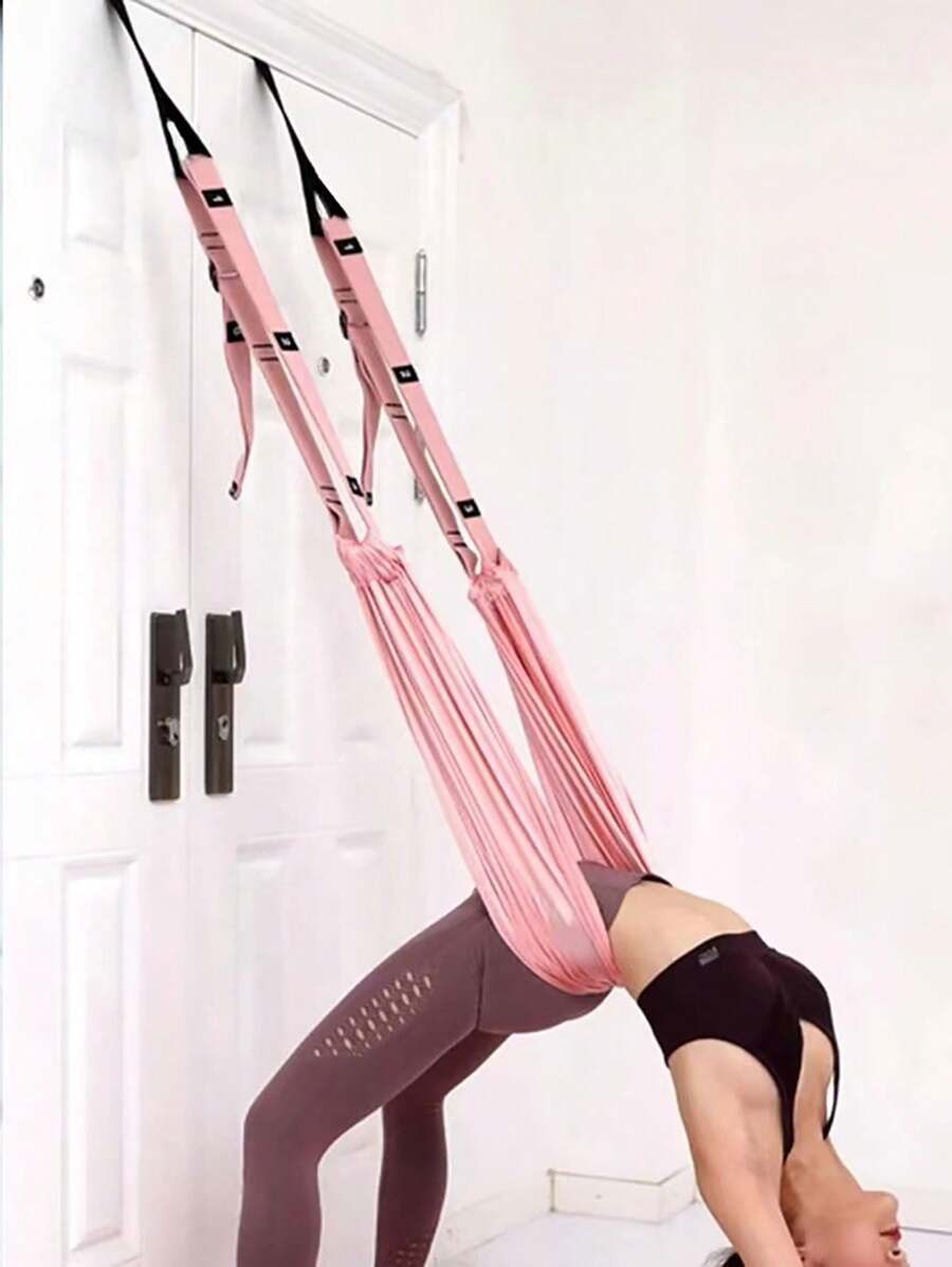 1pc Hanging Yoga Strap For Lower Back Training, Split Stretches, Backbends, Inverted Postures, Pilates And Ballet, Women Gym Accessories - Pink - View 1