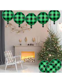 6 Piezas Globos A Cuadros Verdes De 18 Pulgadas - Multicolor - Ver 4