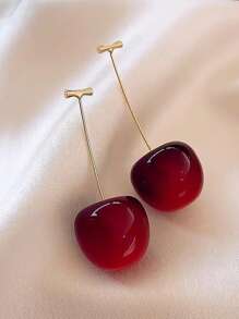 Boucles d'oreilles rétro à la mode, jolies et grandes cerises rouges, et grand collier de cerises pour tenues de bureau, vacances, dîner et fête. Idéal comme cadeau.