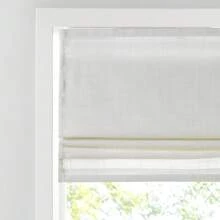 Kyler Cordless Roman Shades-Single Panel,Cordless Retraction For Safety And To Easily Open And Close Throughout The Day,Lightweight Linen Blend Fabric,Natural Design,Easy Installation,Light Filtering Window Blind,Bedroom,Living Room Decor - White - View 3