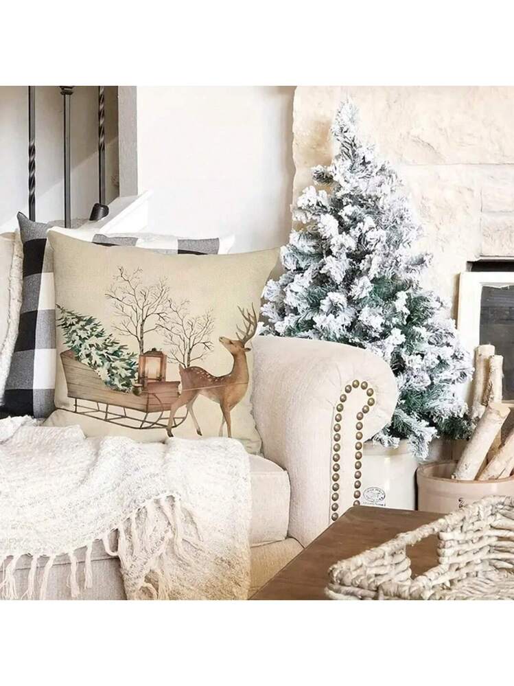 NIDITW Set di 2 federe decorative per cuscino con scritta Merry Christmas e scritta Let it